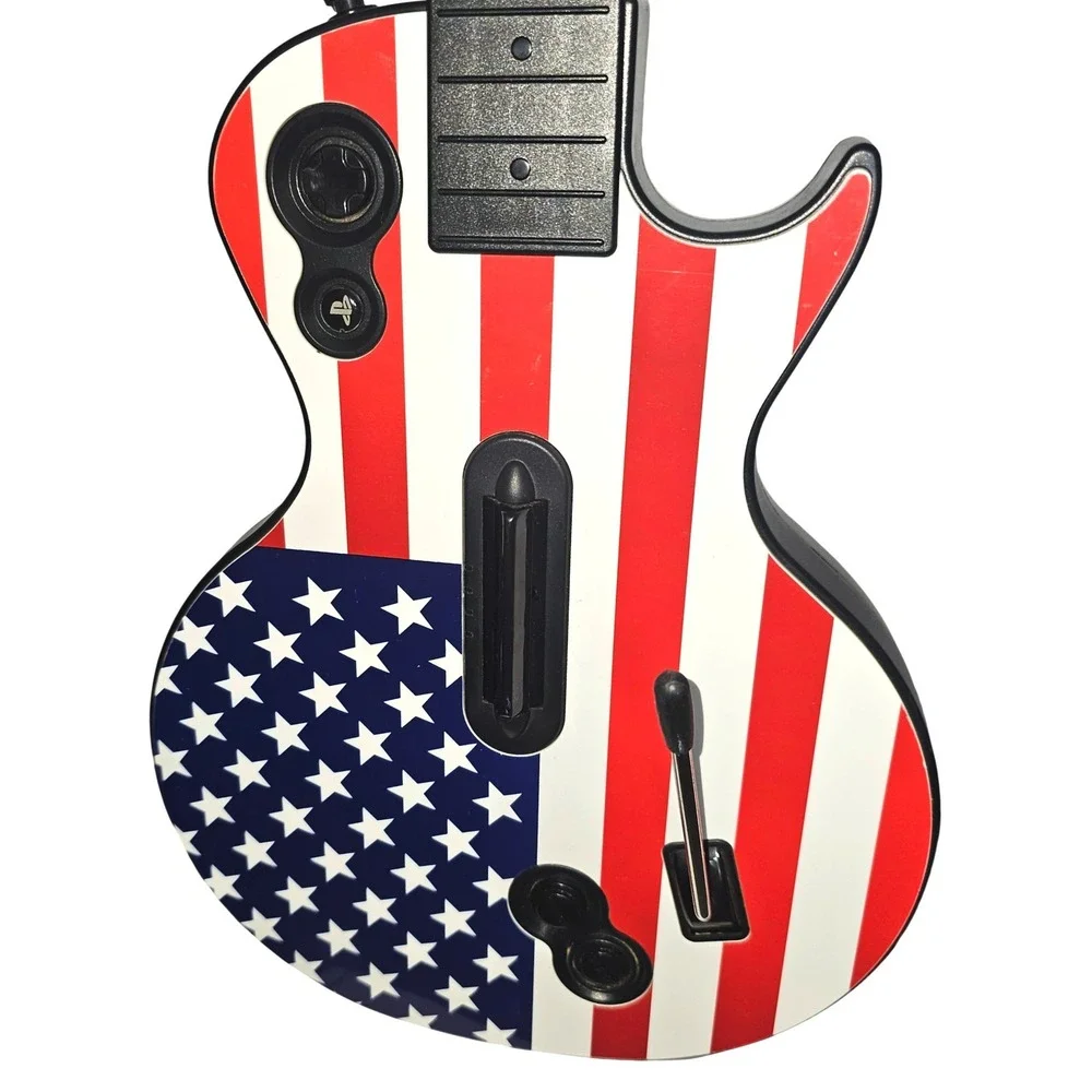 PS3 Wireless Gibson Les Paul Guitar Hero Controller Red Octane US Flag No Dongle
